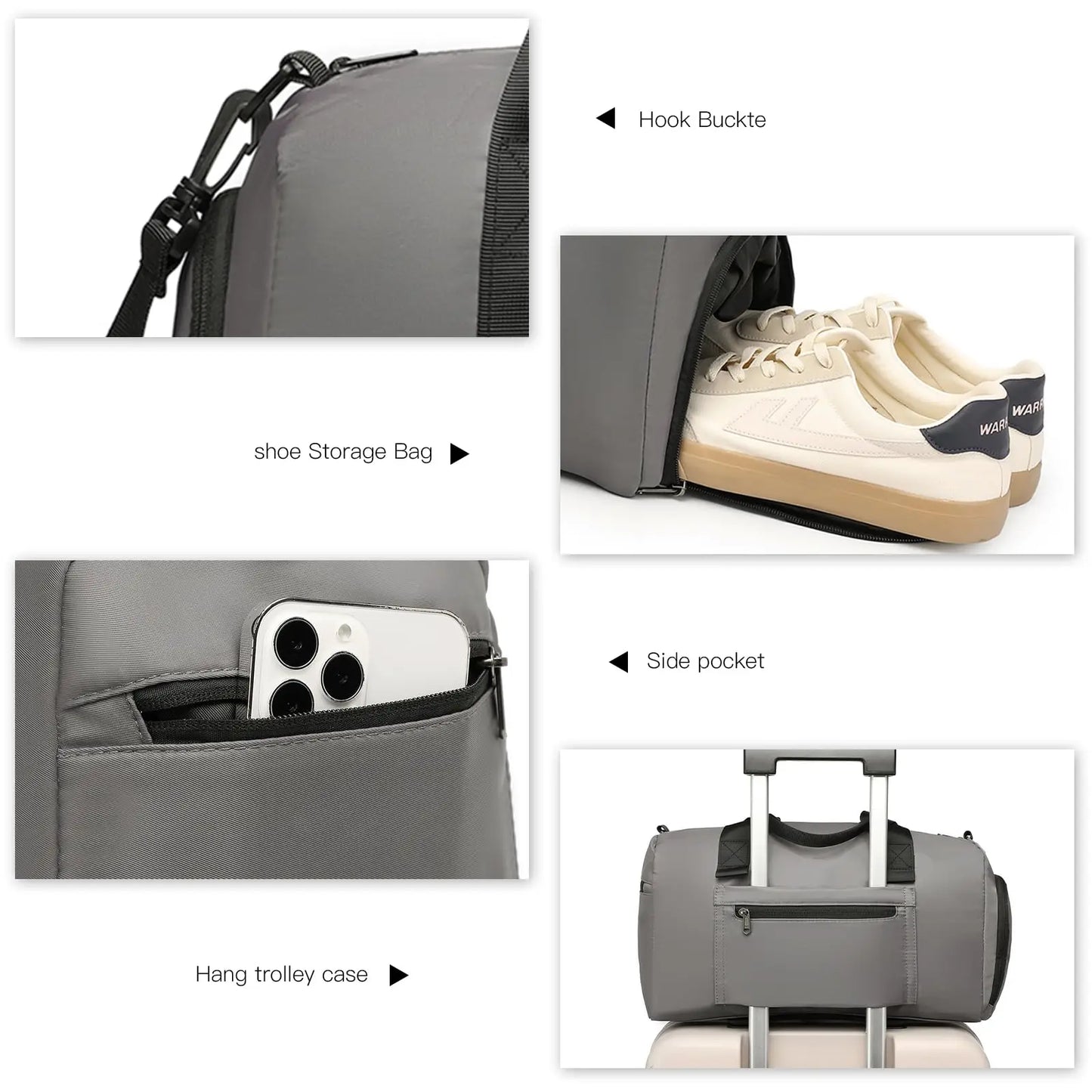 Kono hand luggage bag for Ryanair & EasyJet, 40x20x25 cm, waterproof, with shoulder belt and shoe bag, ideal for air travel