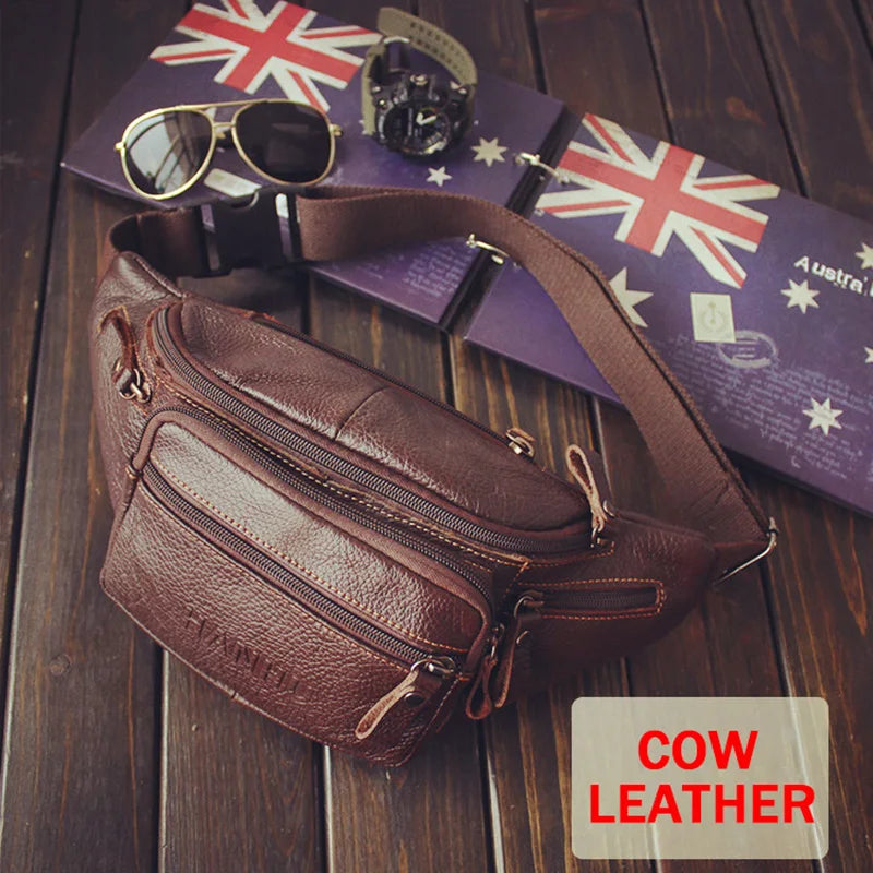 TopFight Leather Mens Brown Super Soft Touch Men's Leisure Business Waist Bags Cool Western Cowboy Work Waist Bags