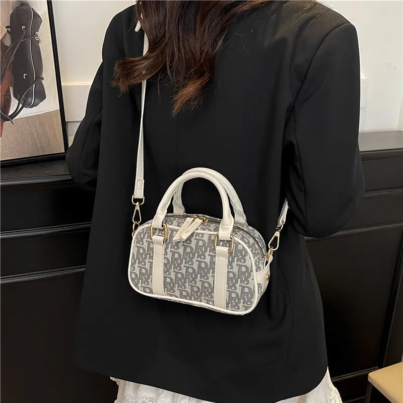 2025 New Women's Canvas Boston Bag Crossbody Shoulder Tote, Lightweight Handheld Purse Simple Fashion for Daily Commute