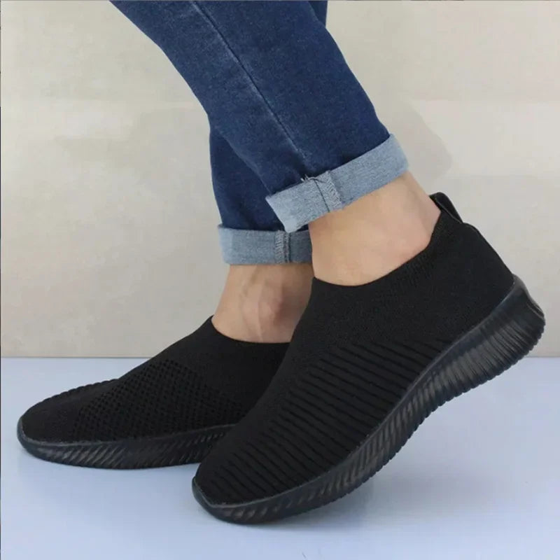 Women Seakers Plus Size 43 Breathable Mesh Platform Sneakers Women Slip on Soft Ladies Casual Shoes Woman Knit Sock Flats