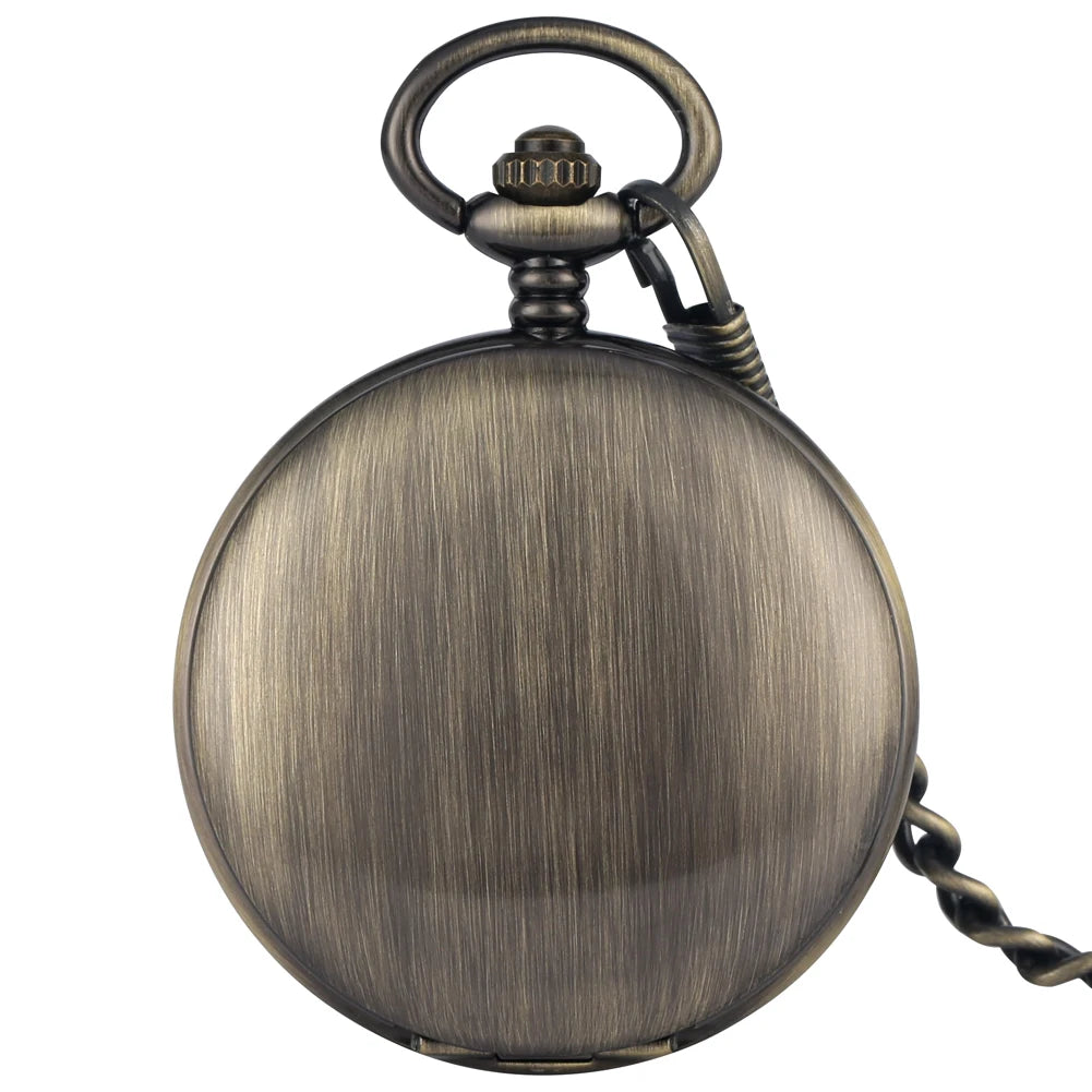 Mechanical Automatic Copper Smooth Pocket Watch Luminous Design Steampunk Fob Clock with Chain Gift for Men Relogio De Bolso