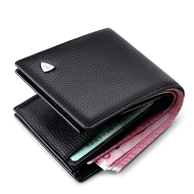 Genuine Leather Men Wallets Brand Luxury RFID Bifold Standard Wallets Coin Purse Business Card Holder Wallet Luxury brand
