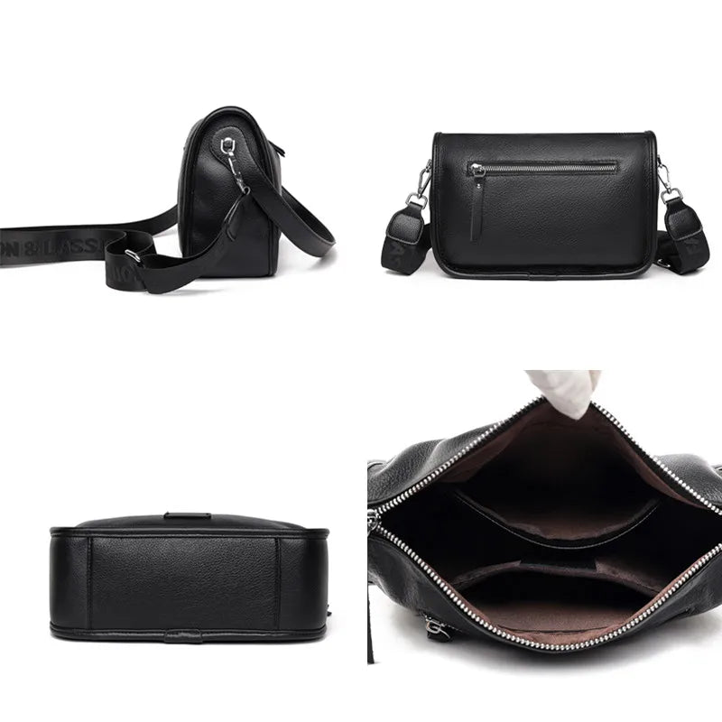 Luxury Soft Genuine Leather Handbag Fashion Women Shoulder Messenger Bag Solid Color Cowhide Sac Fashion Female Crossbody Tote