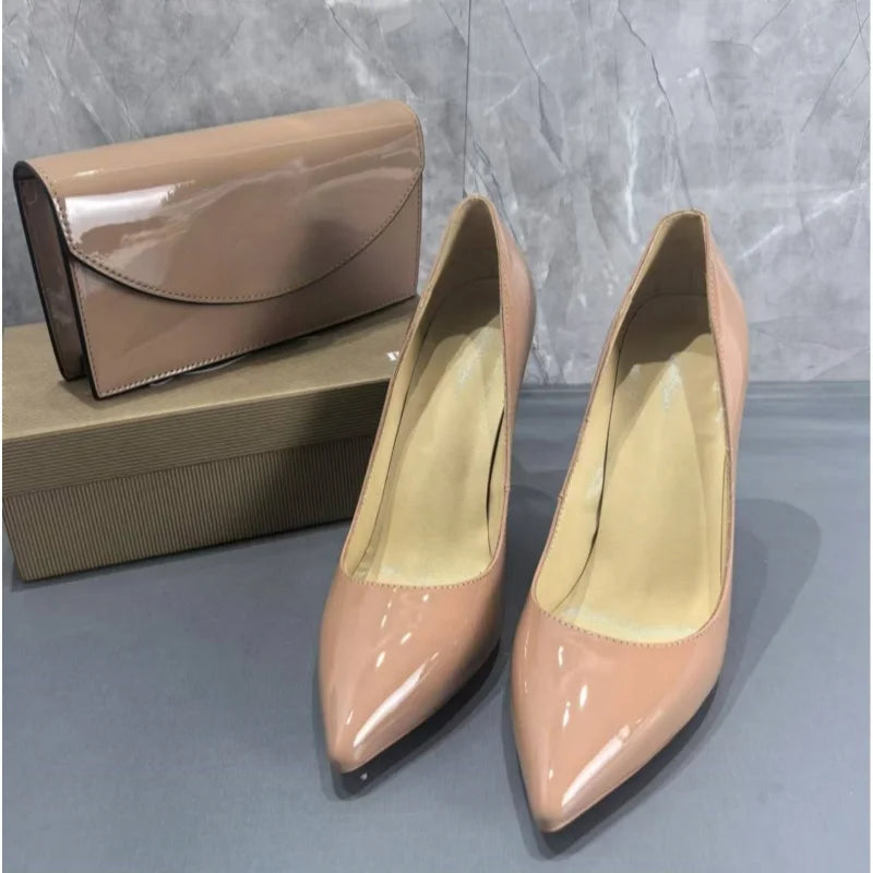 Designer Sandals Point Toe Heels Bag Leather Women Shoes Zapatos De Mujer Shallow Chaussures Femme Dress Pumps Sexy Tacones