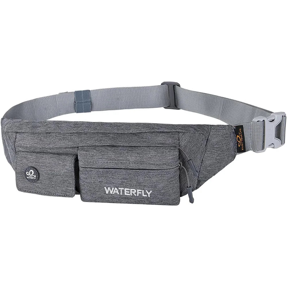 WATERFLY Fanny Pack For Women Men Small Waist Pouch Slim Belt Bag with 4 Pockets For Walking Lightweight Crossbody Chest Bag