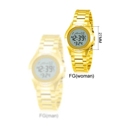 Azan Watch in Arabic English for Muslim Lover with Prayer Alarm Fajr Time Qibla Islamic Gift Man and Woman Size Ramadan Gift
