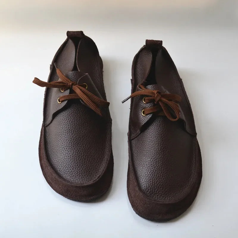 Retro nostalgia wild cowhide men's shoes soft walking casual driving real leather shoes