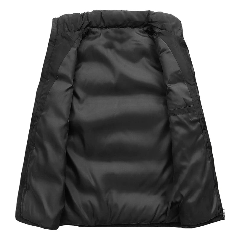 Men's Sweatwear Autum Warm Coats for Men Thickened Stand Collar Down Vest Oversized Winter Puffer Vest Sleeveless Zipper Coat