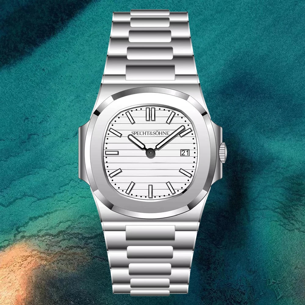 Specht & Söhne New Fashion Ultrathin Mens Watch 39MM Quartz Wristwatch Stainless Steel Waterproof Calendar 5711 Watches For Men