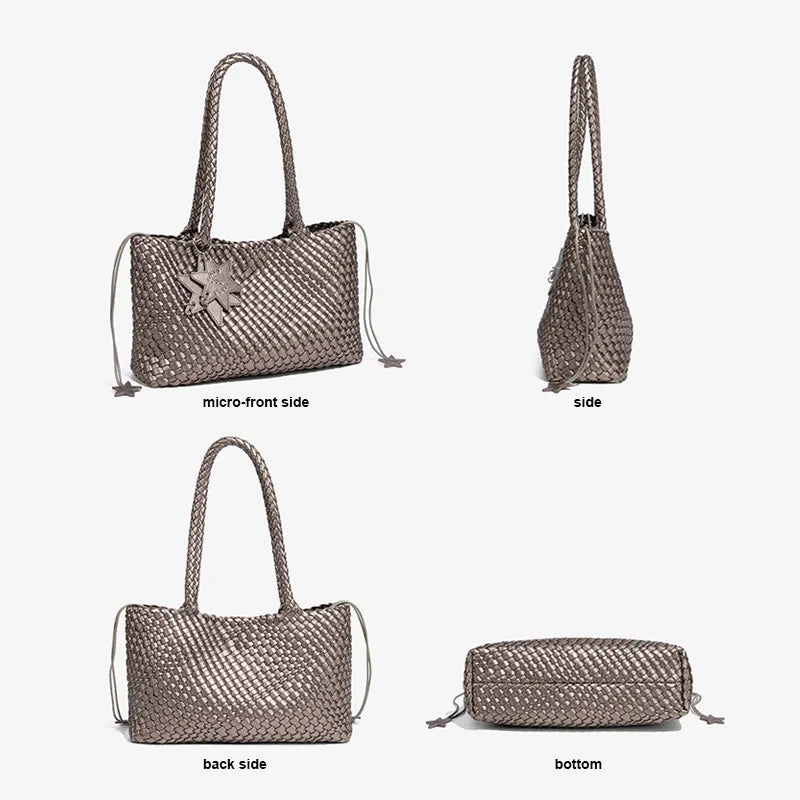 New Style Hand-woven Women's Bag Trendy Single-shoulder Underarm Bag Textured Casual Hand-held Mother-Daughter Tote Bag Handbag