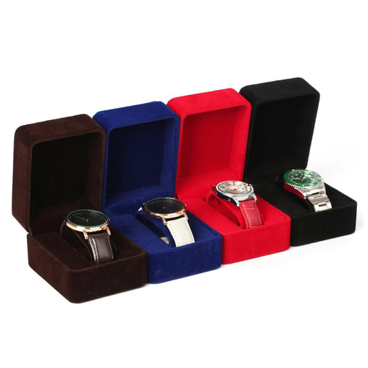 Watch Box Fashion Velvet Round Corner Smartwatch Clock Storage Case Jewelry Accessories Business Packaging Boxes