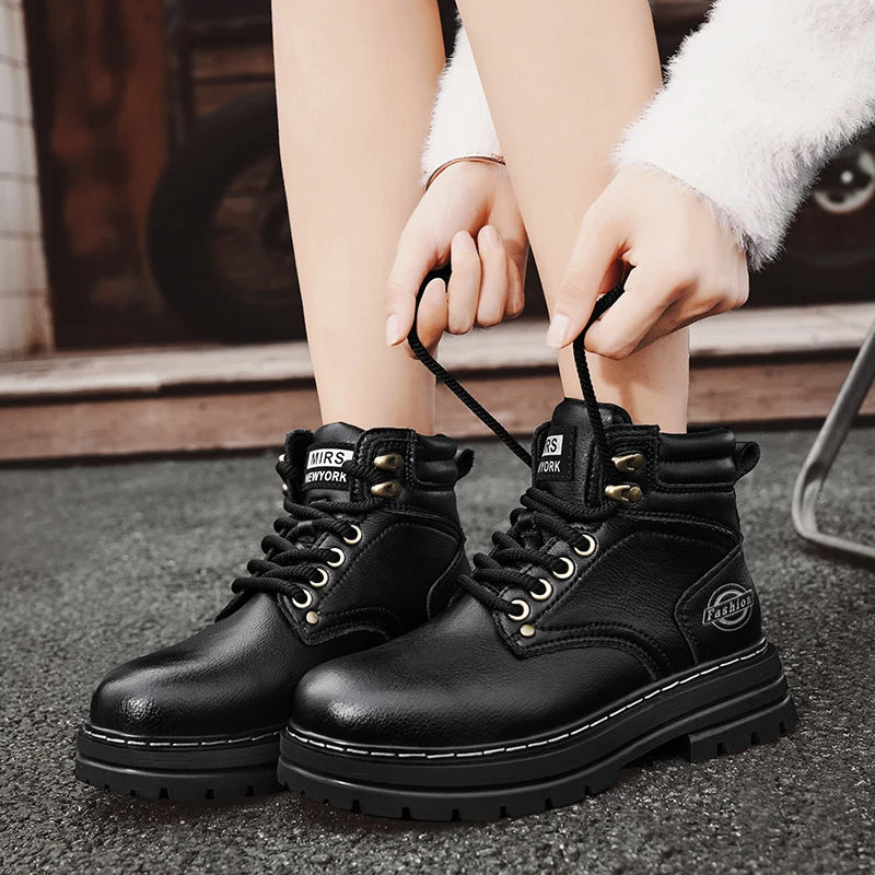 High Quality Leather Mens Boots New Arrival Male High Top Flats Comfortable Lace-Up Low Top Sneakers Stylish Male Ankle Boots