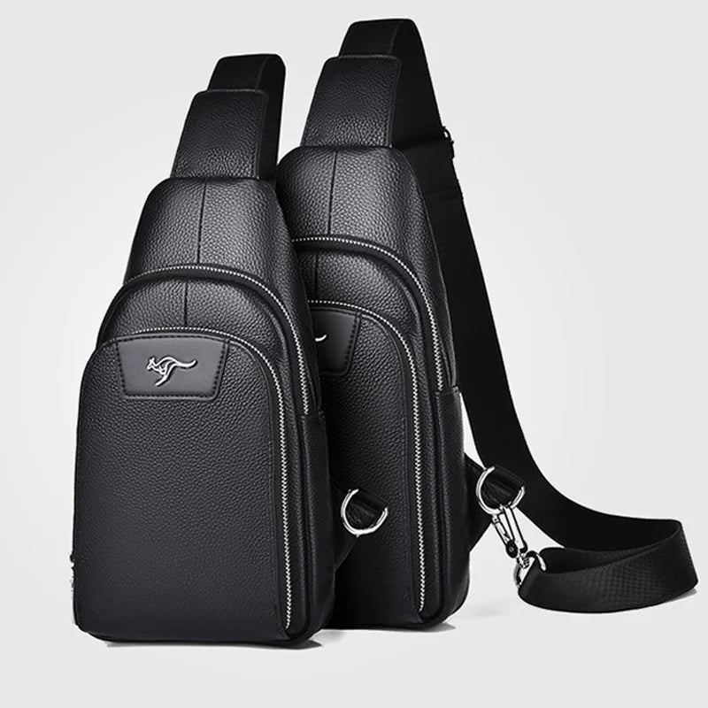 Brand men's chest bag 100% leather bag fashion shoulder bag husband double pocket crossbody bag quality men's handbag men's gift