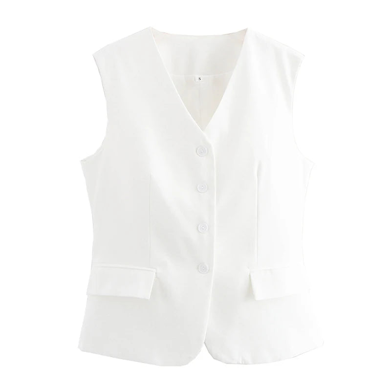 RAFZNB Women's Waistcoat Fashion O Neck Zipper Sleeveless Vest Women Outerwear Coats Female Single Breasted Vests Tops