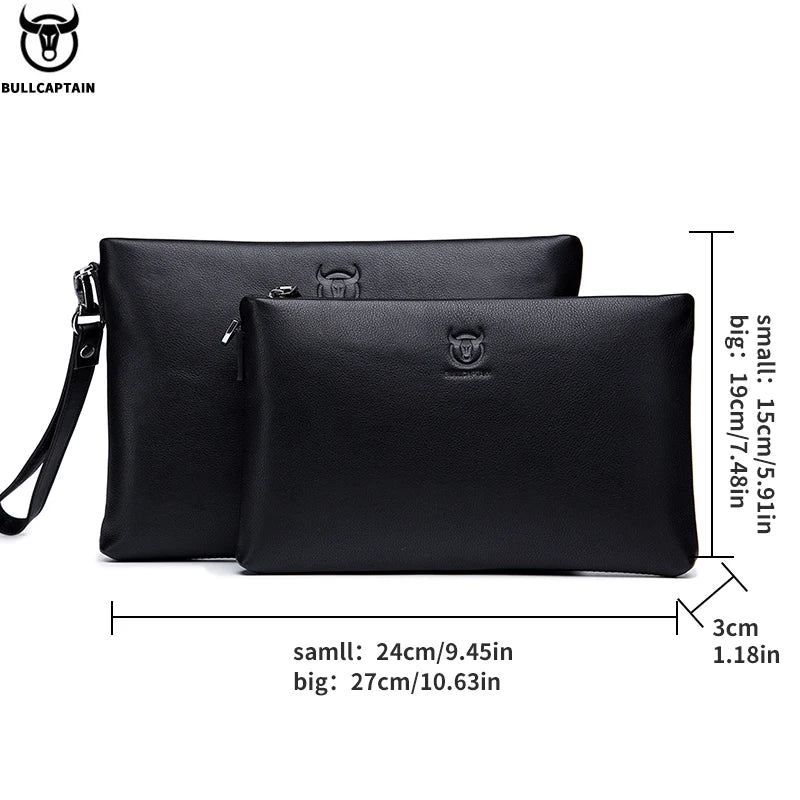 Bullcaptain Men's Long Wallet RFID Blocking Card Holder Men's Clutch Envelope Bag Business Casual Men's Underarm Bag Handbag