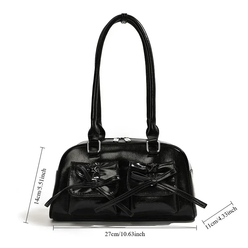 Vintage Women Business Shoulder Bags Simple Ladies Commute Tote Bag Pu Leather Female Underarm Bag Burgundy Large Handbags Purse