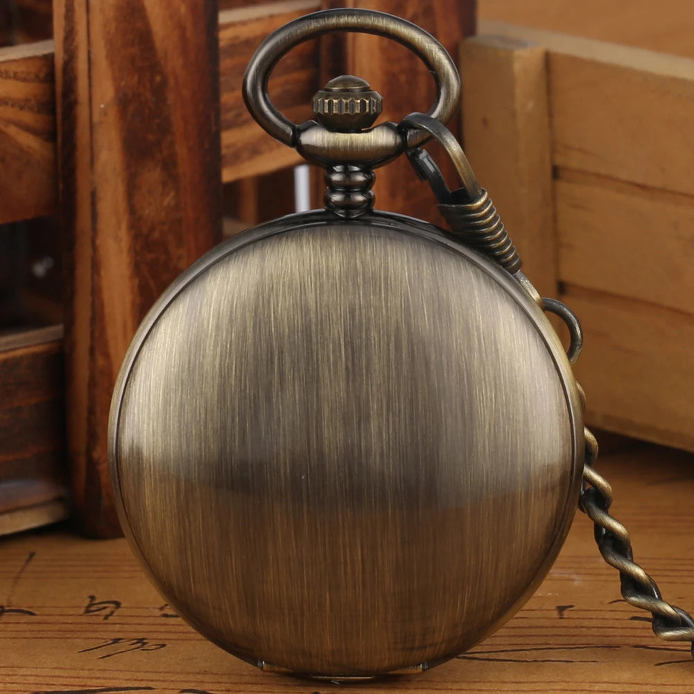 Mechanical Automatic Copper Smooth Pocket Watch Luminous Design Steampunk Fob Clock with Chain Gift for Men Relogio De Bolso