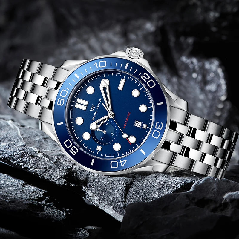 WM Watch Automatic Mechanical Watches Waterproof  Business Stainless Steel Sapphire Miyota 8217 Welly Merck Watch For Men WM148