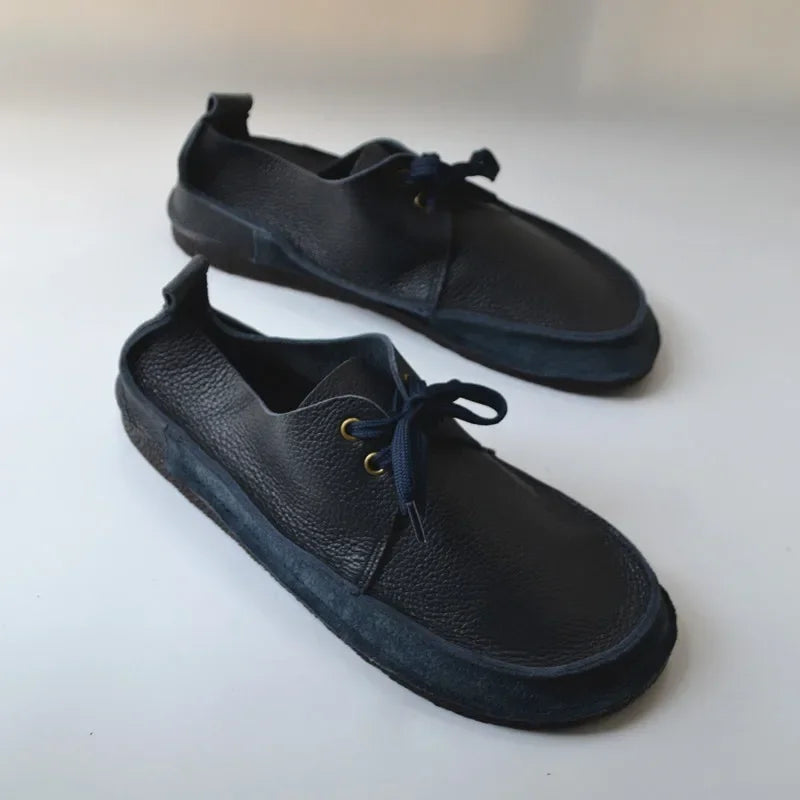 Retro nostalgia wild cowhide men's shoes soft walking casual driving real leather shoes