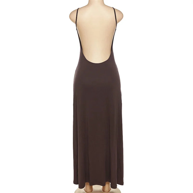 hirigin Women Cutout Backless Maxi Dress Sexy Sleeveless Split Cocktail Dresses Bodycon Spaghetti Strap Long Dress Party