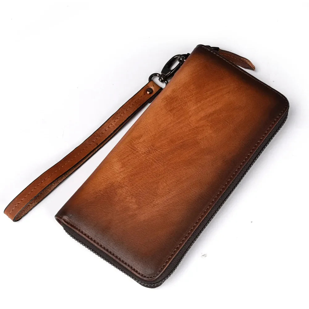 Genuine Leather Long Purse Men Women Handy Wallet Money Bags Real Cow Leather Business Clutches Carteras Mujer Wallets
