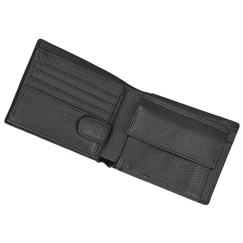 Fashion Men's Short Wallet Genuine Leather Handmade Leather Short Purse For Man Male Cowhide Small Purse For Men Card Holder