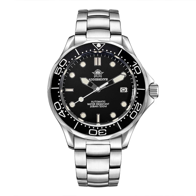 ADDIESDIVE Stainless Steel AD2106 Dive Automatic Mechanical Watch Luxury Sapphire Crystal 200m Waterproof Luminous Men's Watches