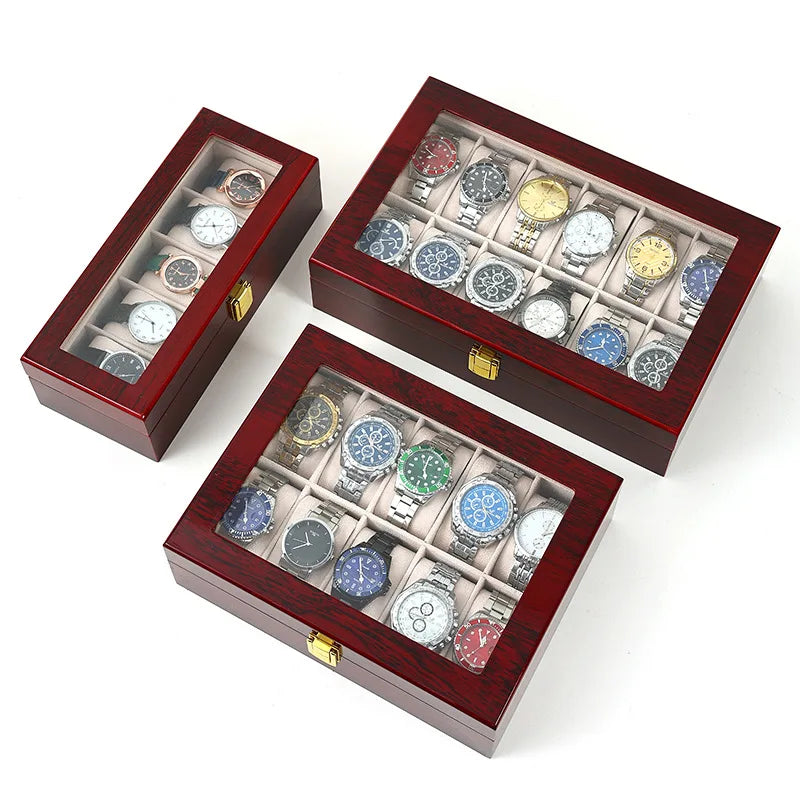 Watch Boxes 2/3/5/6/10/12 Grids Luxury Wooden Watch Organizers  Wood Holder Boxes for Men Women Watches Jewelry Display