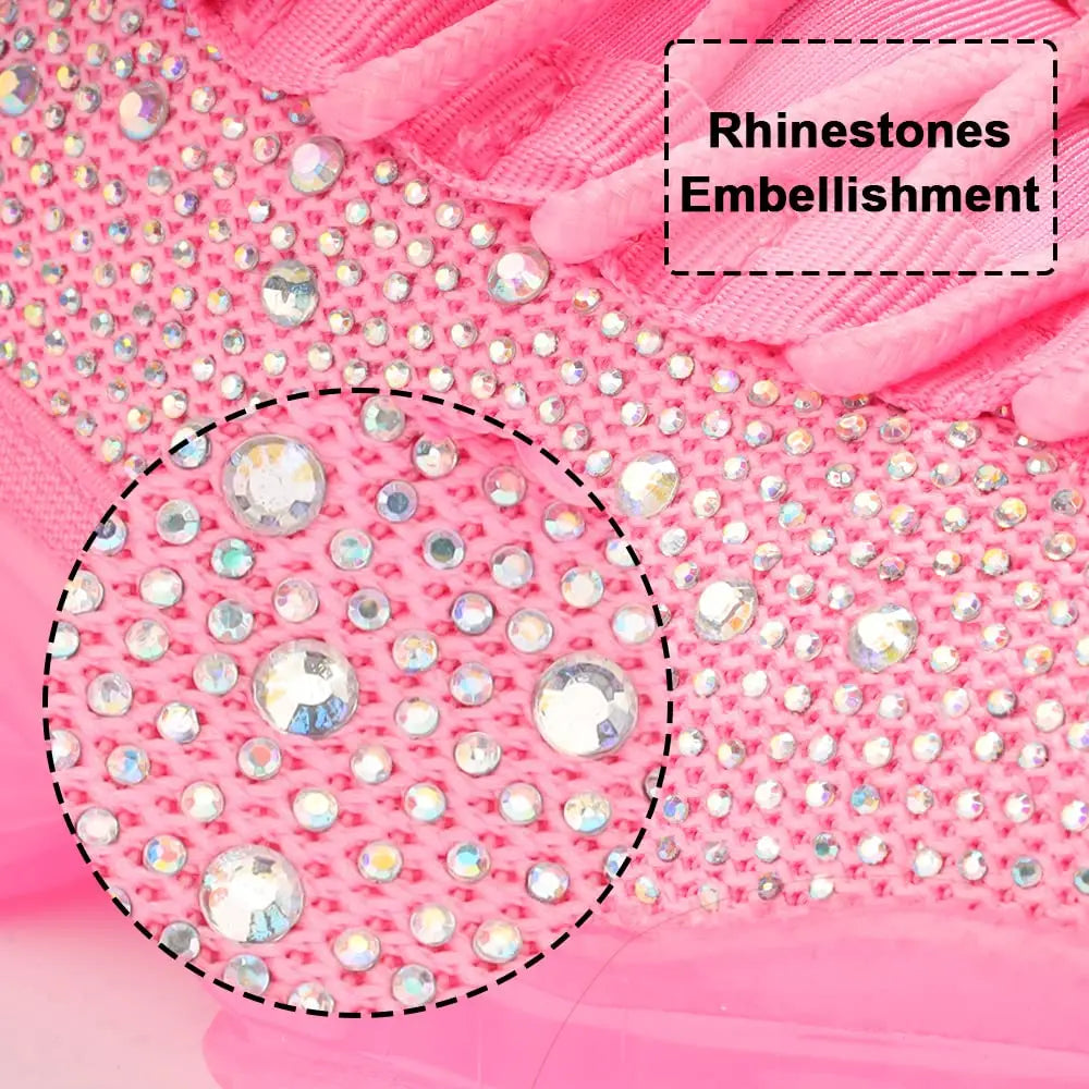 Women's Rhinestone Mesh Slip On Walking Shoes Fashion Breathable Spakle Glitter Sneaker