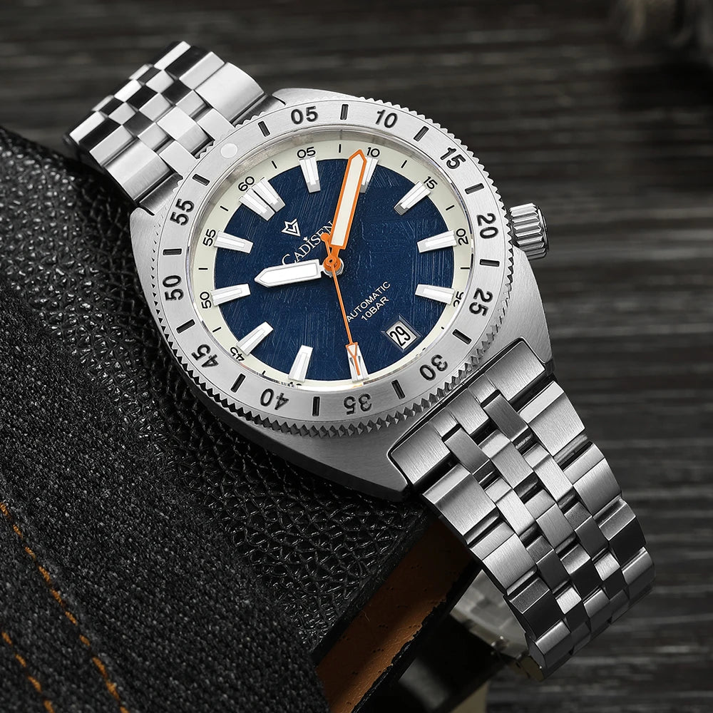 CADISEN Automatic Mechanical Watch Man Meteorite Dial Business Casual Waterproof Watch MIYOTA 316L Stainless Steel Men's Watch