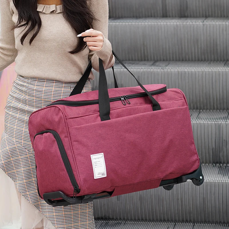 ort Trip Waterproof Travel Bag with Pull Rod And Wheels Staable Clothes Lage Bag for Busin Travel Fitn Tourism H...