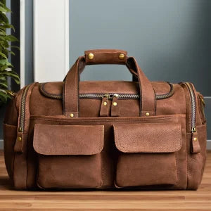 ZRCX Vintage Men's Hand Luggage Bag Travel Bag Genuine Leather Large Capacity Single Shoulder Messenger For 14 Inch Laptop