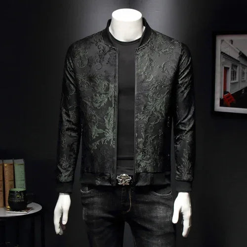 Paisley Pattern Floral Jacket Men 2024 Spring Retro Slim Bomber Jacket Coat Fashion Men's Street Embroidered Flower Jacket Coats