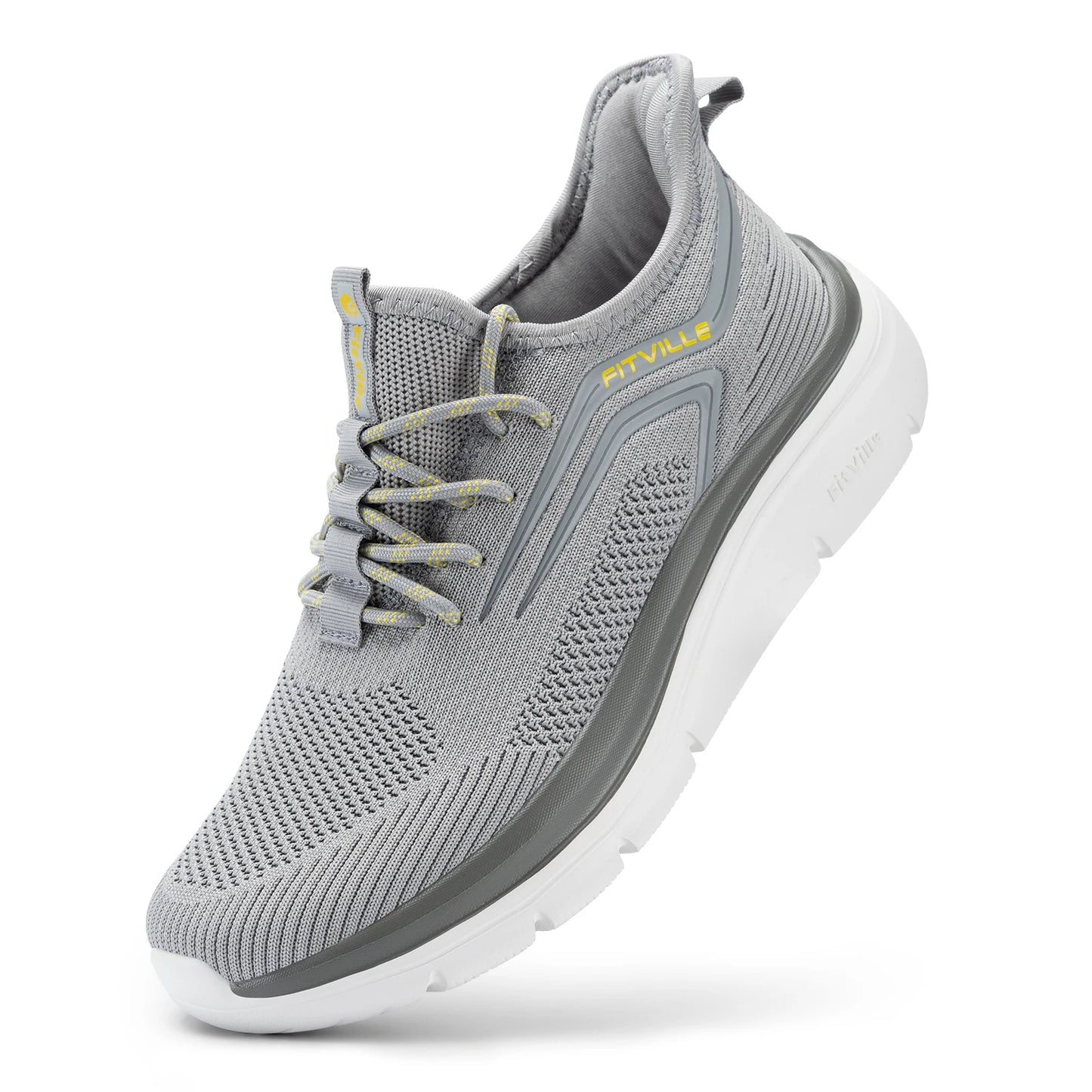 FitVille Thick Sole Running Shoes Mens Sneakers Shock Absorbing Rebound Lightweight For Swollen Feet Arch Support Wide Shoes