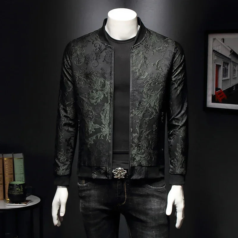 Paisley Pattern Floral Jacket Men 2024 Spring Retro Slim Bomber Jacket Coat Fashion Men's Street Embroidered Flower Jacket Coats