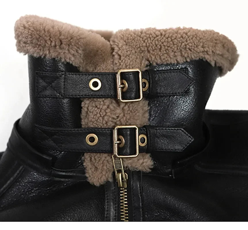 Men's Nature Fur Original Sheepskin Fur Genuine Leather Jacket Men's Motorcycle Suit Thick Real Leather Top Man Winter Coat 2022