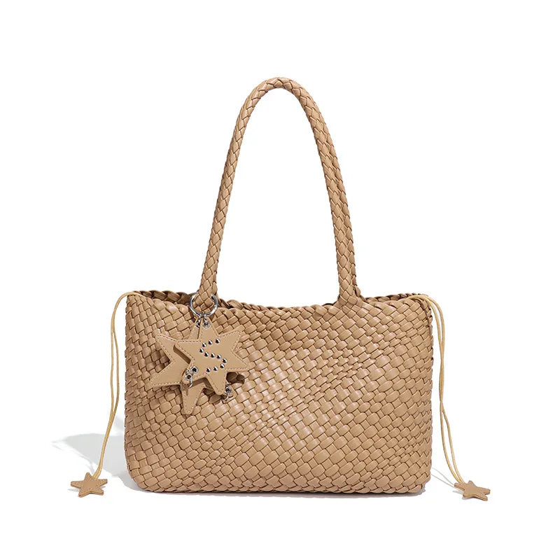 New Style Hand-woven Women's Bag Trendy Single-shoulder Underarm Bag Textured Casual Hand-held Mother-Daughter Tote Bag Handbag