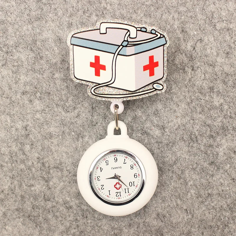 For Doctor Nurse Cartoon Medical Style Pocket Watch Retractable And With Clip For Men And Women