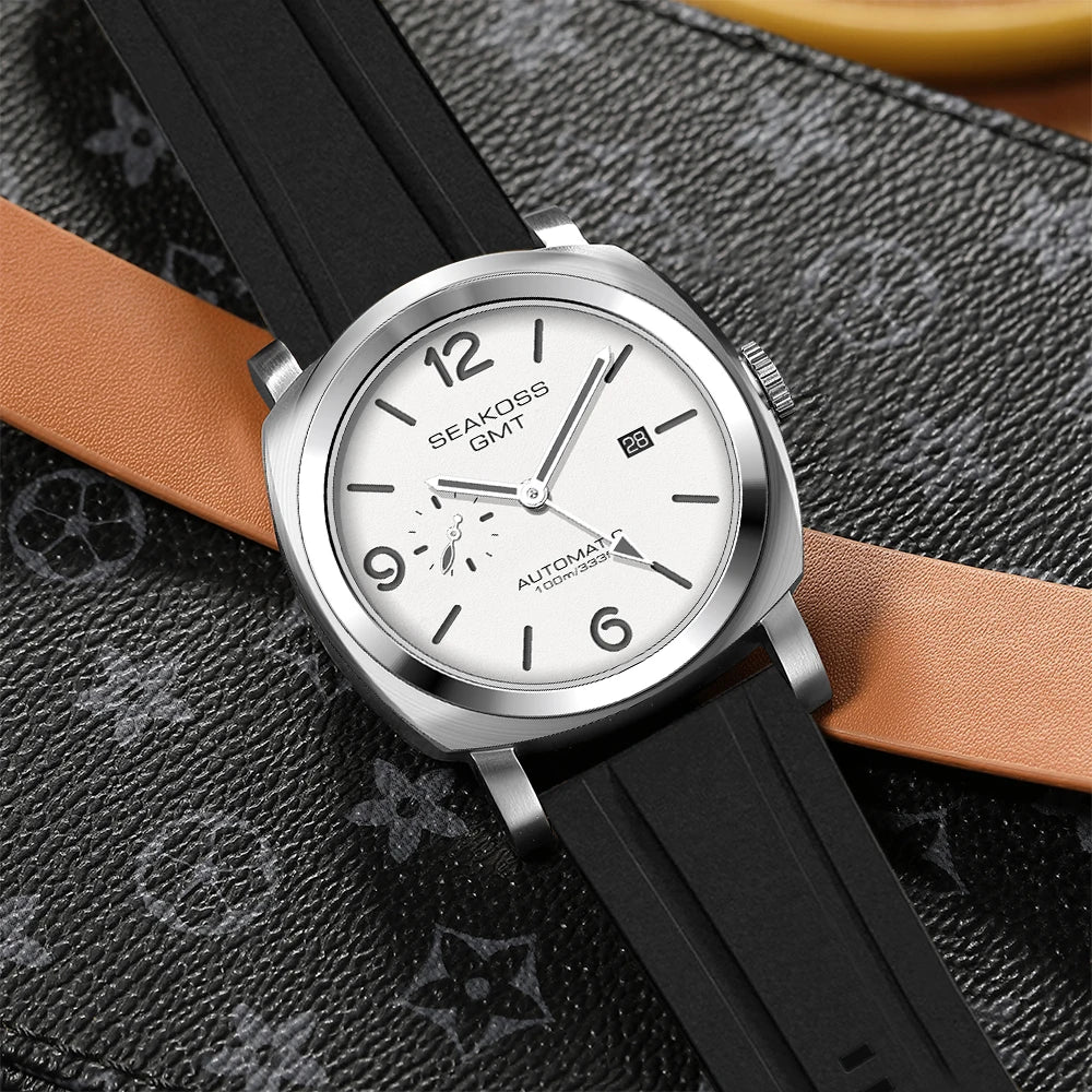 SEAKOSS Diving GMT 10Bar Men Automatic Mechanical Watch 1963 Original 2557 Automatic Movement Sapphire Super Luminous Wristwatch