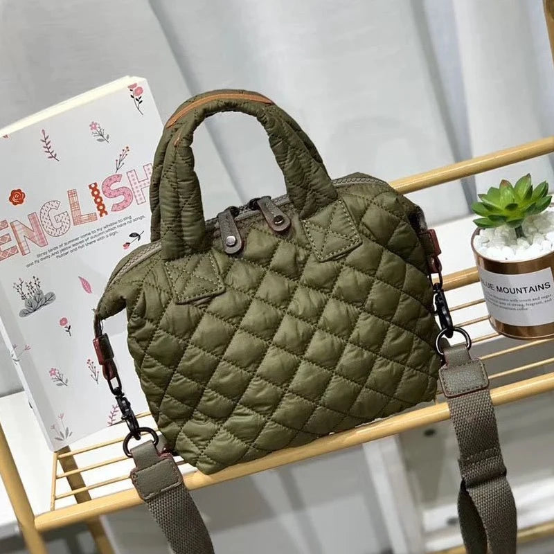 Casual Bags For Women Luxury Designer Handbag Purses 2024 New In Polyester Embroidered Rhombus Pattern Top Handle Cloth Shoulder
