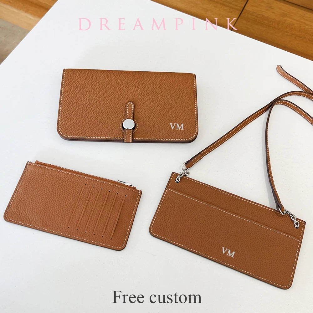 Luxury Design Women Crossbody Bag Custom Name Phone Wallet Handbag Arab Personalize Letters Genuine Leather Female Clutch Bag