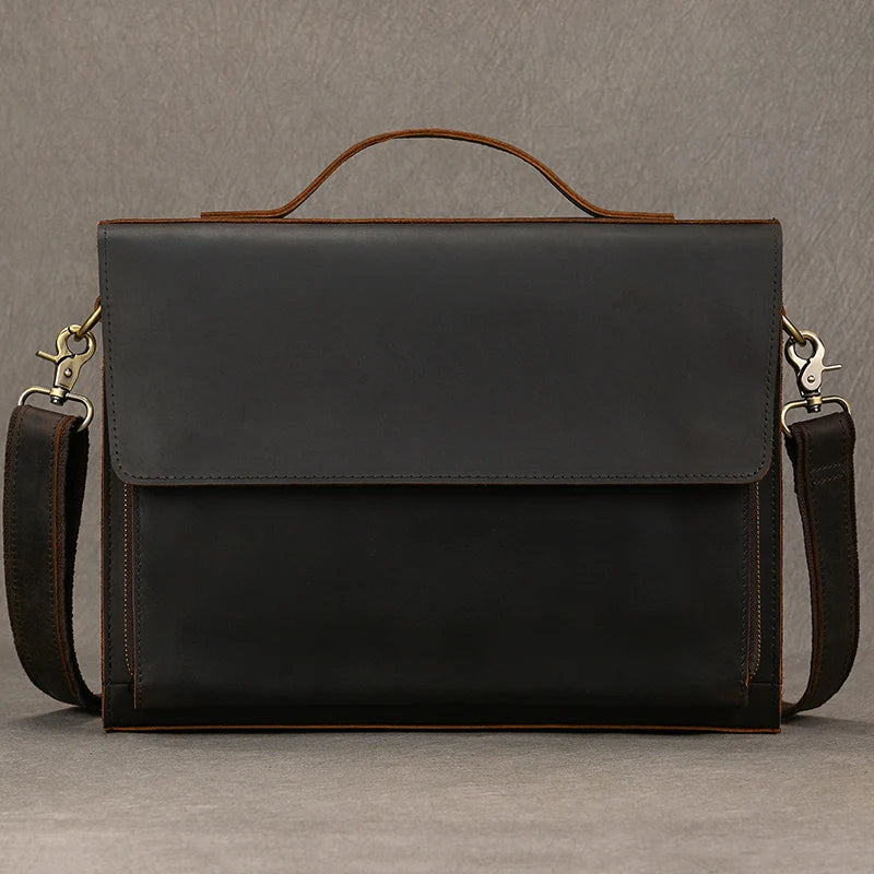 Men's leather shoulder bag casual cross body bag iPad top layer real cowhide men's bag waterproof sling bag message bag fashion
