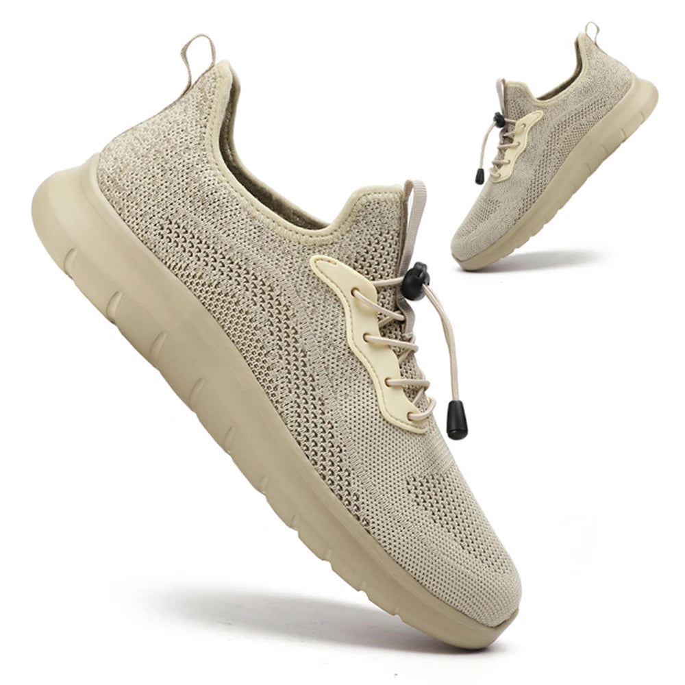 Men's Spring Summer Woven Sneakers, Breathable Adjustable Buckle Durable Outdoor Running Workout Shoes