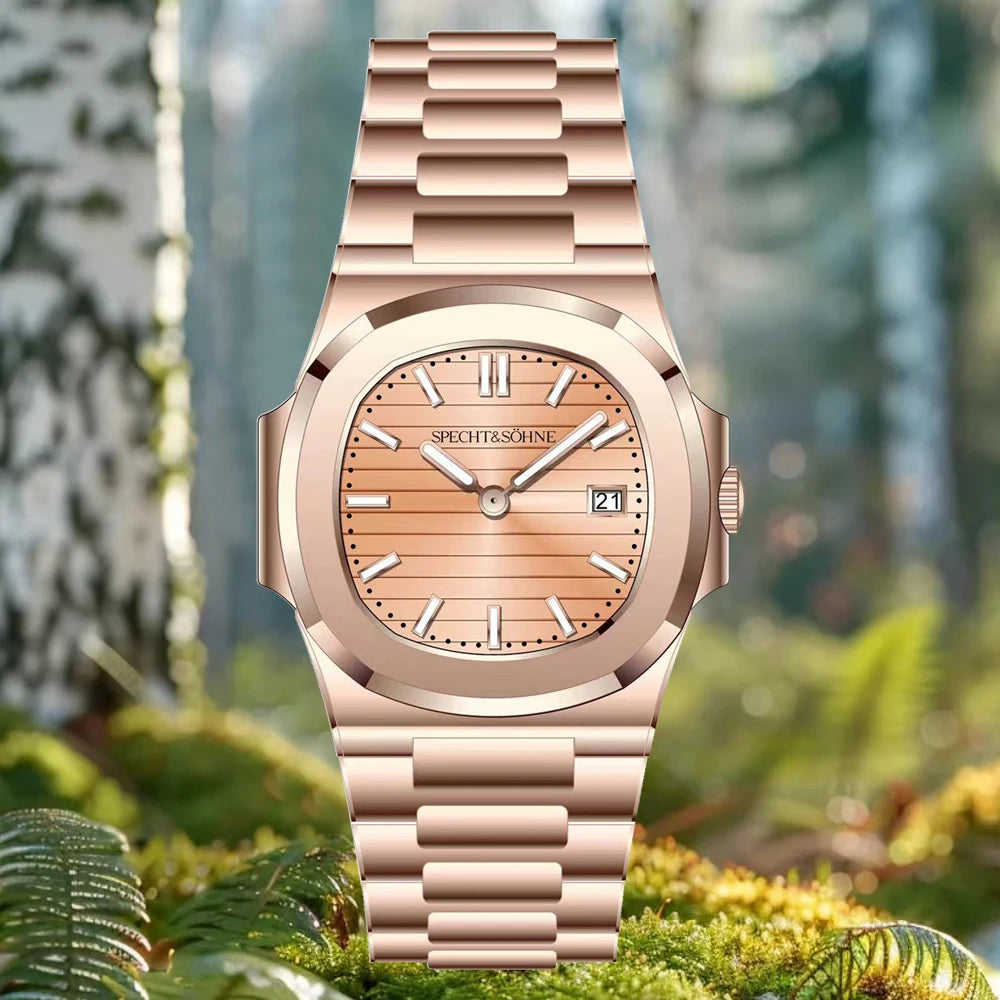 Specht & Söhne New Fashion Ultrathin Mens Watch 39MM Quartz Wristwatch Stainless Steel Waterproof Calendar 5711 Watches For Men