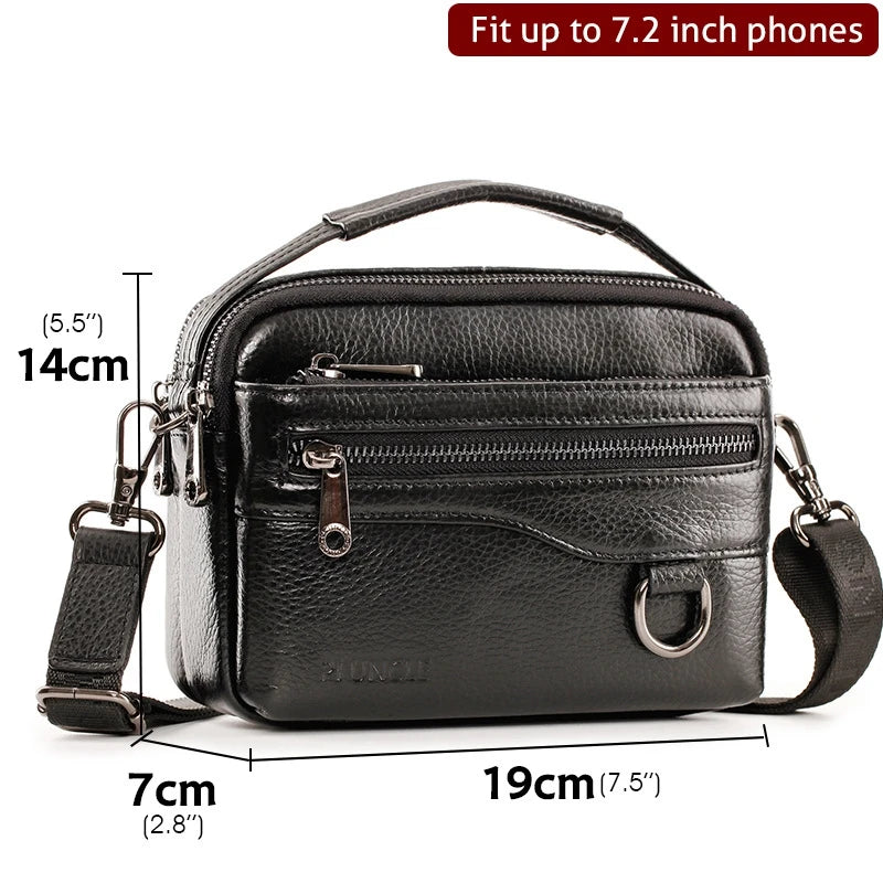 Genuine Leather Men Shoulder Crossbody Bags Casual Waist Pack Handbags For Male Messenger Tote Flap Sling Purse Clutch JYY1057