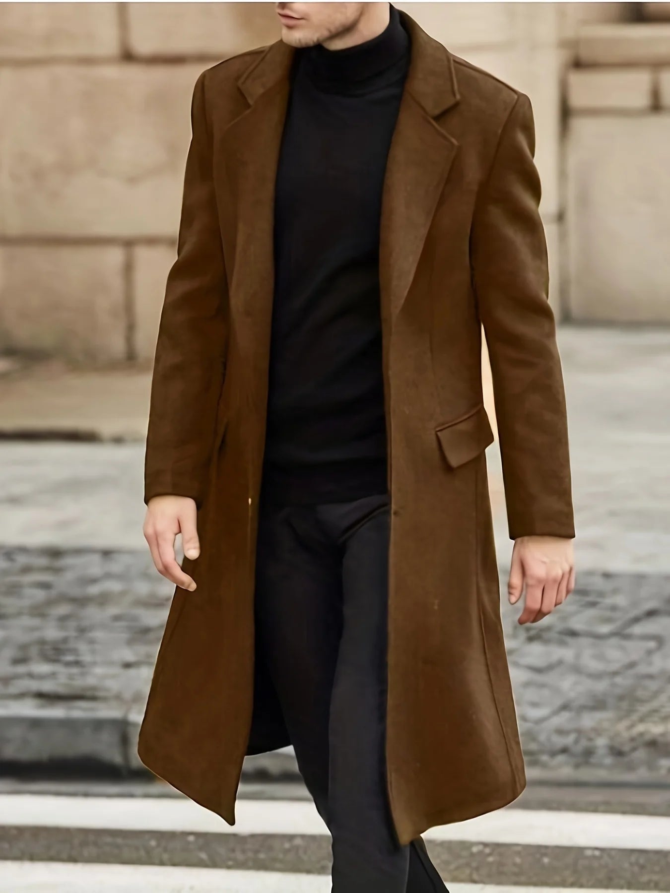 New men's coat British style long casual windbreaker autumn and winter aura commuter top coat for men