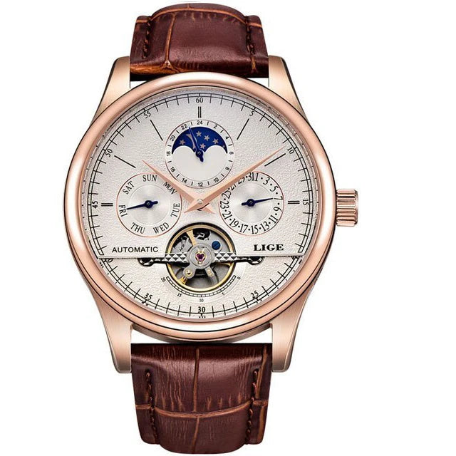 LIGE 2024 New Retro Men Watch Top brand Luxury Tourbillon Watch Men Fashion Waterproof Men Mechanical Wristwatches Montre Homme