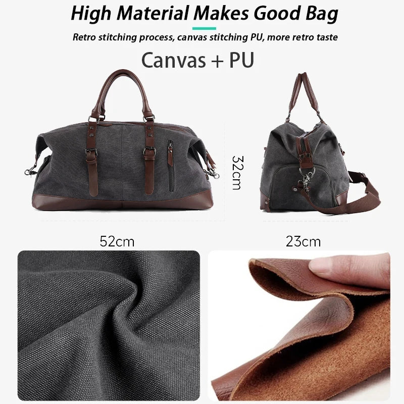 Oxford Men's Travel Duffel Bag for Male Carry On Luggage Bag Traveling Handbag Large Capacity Multi-functional Overnight Bag