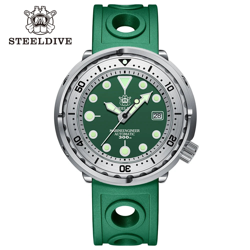STEELDIVE SD1986 New Arrival 47.5MM Steel Bezel Insert Super Green Luminous 300M Waterproof NH35 Automatic Mens Dive Watch Reloj