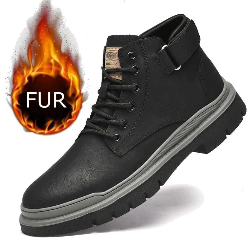 Luxury Genuine Leather Laced Desert Boots Men Shoe Brand Leather Handmade Designer Ankle Boots Fashion Outdoor Round Toe Boots